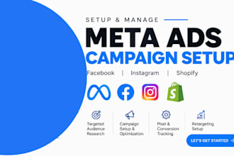 set up shopify ads, facebook ads, meta ads campaigns and shopify marketing