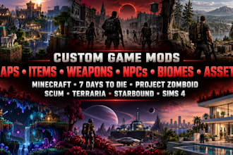 mod minecraft, 7 days to die, project zomboid, scum, terraria, starbound, sims 4