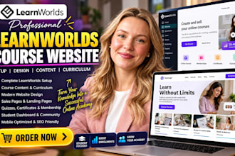 setup learnworlds online course content, design learnworlds website learnworlds