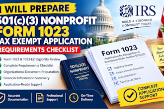 prepare 501c3 nonprofit form 1023 tax exempt application requirements checklist
