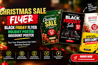 design christmas sale flyer, black friday flyer, holiday poster, discount poster