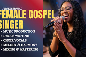 be your female rnb gospel singer songwriter female vocalist, gospel choir