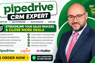 setup pipedrive CRM automation, sales pipeline, workflows and integration
