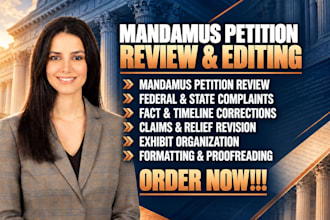 edit and review your writ of mandamus legal petition and court documents