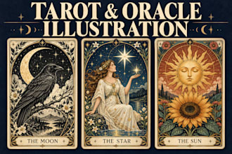 create custom tarot and oracle card illustrations