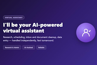 be your ai virtual assistant for research, admin and data entry