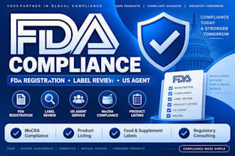 handle fda compliance fda registration label review US agent mocra compliance