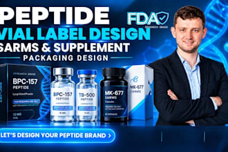 design peptide vial label, sarms, supplement and packaging design