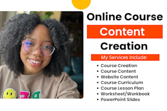 write online course content, curriculum and lesson plan