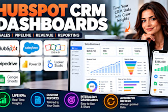 build hubspot CRM reporting dashboards in power bi looker studio sheets