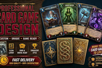 design custom card game, card game art, game assets for digital and board games