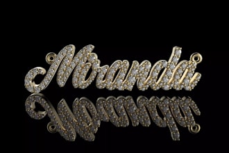 custom3d nameplate pendant,printable jewelry,necklace stl,cad,silver chain model