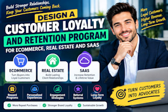 design a customer loyalty and retention program for ecommerce, saas, real estate