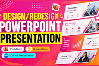 design clean presentation slides, investors pitch slide deck and google slides