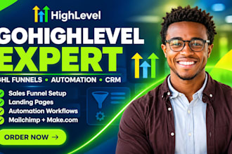 gohighlevel salesfunnel landing page, mailchimp ghl migration login, makecom