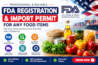 handle fda registration, import permit, US agent and fda compliance