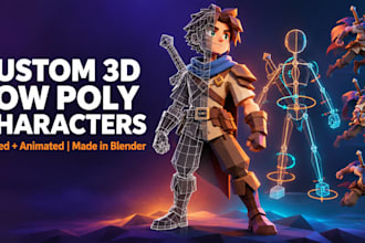 create custom 3d low poly characters for rigging, animation and games in blender