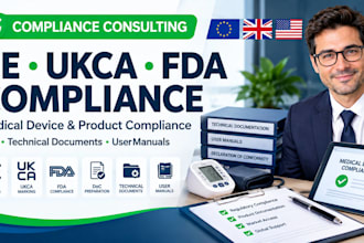 provide ce ukca fda medical device compliance, doc and manuals