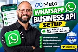 setup whatsapp business API, cloud API, bulk messaging and click to whatsapp ads