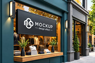 design led channel letter storefront mockup and day night rendering