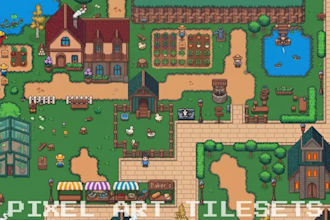 do updated 2d pixel game art character animation tileset sprite sheet pixel map