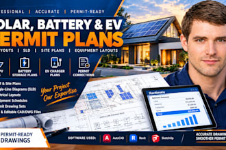 create solar, battery and ev charger permit plans, sld and corrections