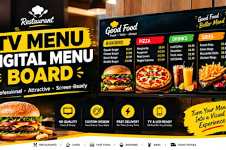 design a restaurant TV menu and digital menu board