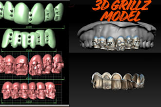 design custom 3d jewelry design grillz model fangs teeth jewelry stl file