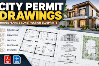 draft city permit drawings, floor plans, house plans and construction blueprints