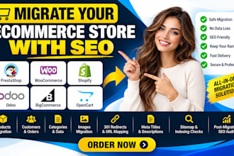 migrate your prestashop woocommerce shopify odoo bigcommerce opencart store seo