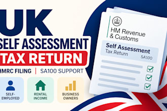 prepare UK self assessment tax return, self employed, rental income hmrc filing