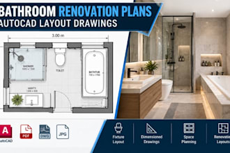 create bathroom renovation plans, autocad layout drawings