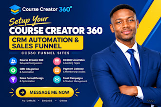 setup your course creator 360 CRM automation and sales funnel cc360 funnel sites