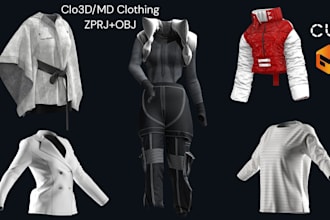design realistic 3d clothing fashion garment in clo3d and marvelous designer