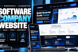 create wordpress business website for software companies, elementor, responsive