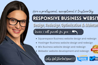 design or redesign squarespace website hostinger website webador wix website seo