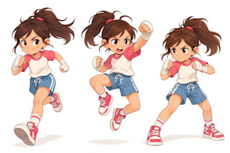 create a kids cartoon character model sheet for animation