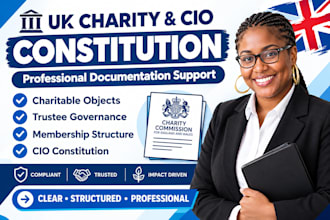 prepare your UK charity or cio constitution