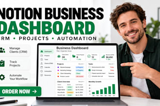 build a custom notion business dashboard workspace and CRM