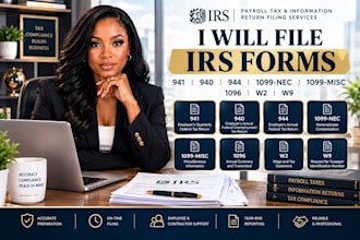 file irs payroll taxes form 941 940 944 1099 nec misc 1096 w2 w9