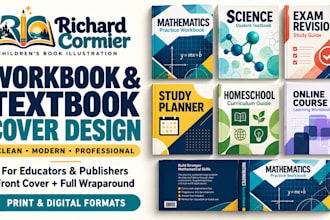 design a clean professional textbook and workbook cover for education publishers