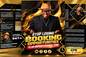 design an epk, artist press kit, media kit, one sheet, ugc media kit