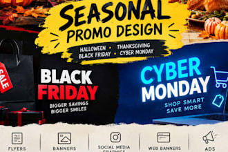 design halloween thanksgiving black friday cyber monday flyers