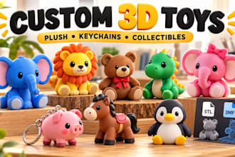 create custom 3d printable toy model plush toy keychain mini animal stuffed toy