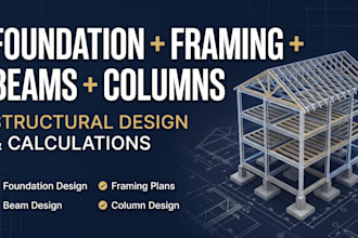design foundation, framing, beams, columns and structural calculations