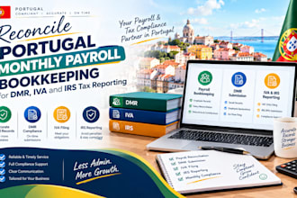 reconcile portugal payroll monthly bookkeeping for dmr iva and irs tax reporting