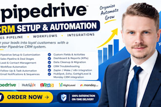setup and automate your pipedrive CRM, sales pipeline and workflows