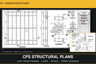 prepare cfs structural plans with stud sizing, connections and load calculations