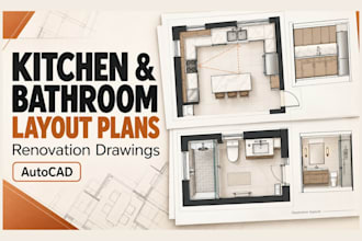 design kitchen and bathroom layout plans and renovation drawings in autocad