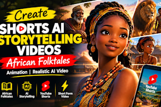 create shorts ai storytelling videos, african folktales animation, for youtube